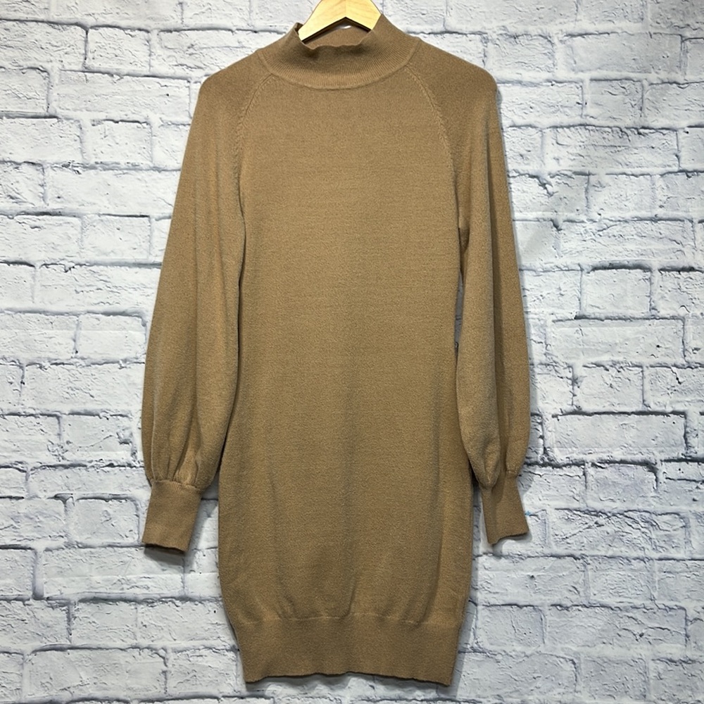 NWT-EXLURA Mock Neck Ribbed Long Sleeve Bodycon Pullover Dress - Picture 5 of 6